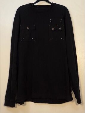 Vintage Coogi Men's Black Long-Sleeve Pocket Shirt